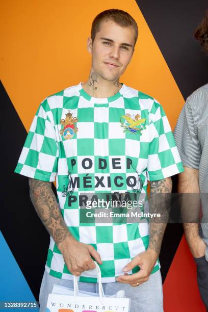 Justin Bieber visits the Wonderbrett dispensary on July 12, 2021 in Los Angeles, California.
