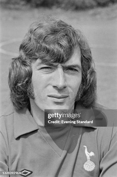 Northern Irish footballer Pat Jennings, goalkeeper for League Division One team Tottenham Hotspur FC at the start of the 1974-75 football season, UK,...