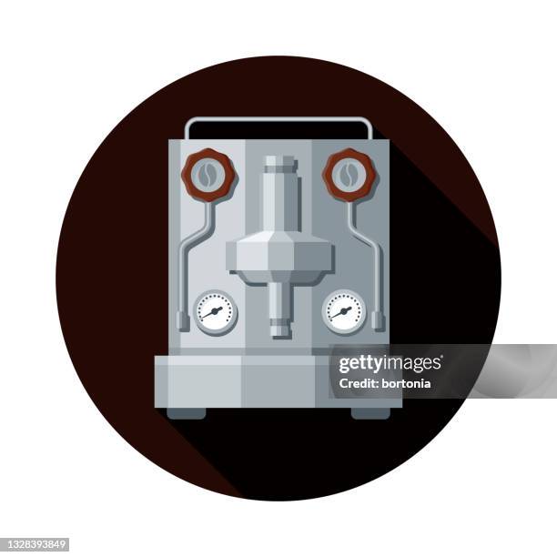 dual boiler espresso machine icon - latte art stock illustrations