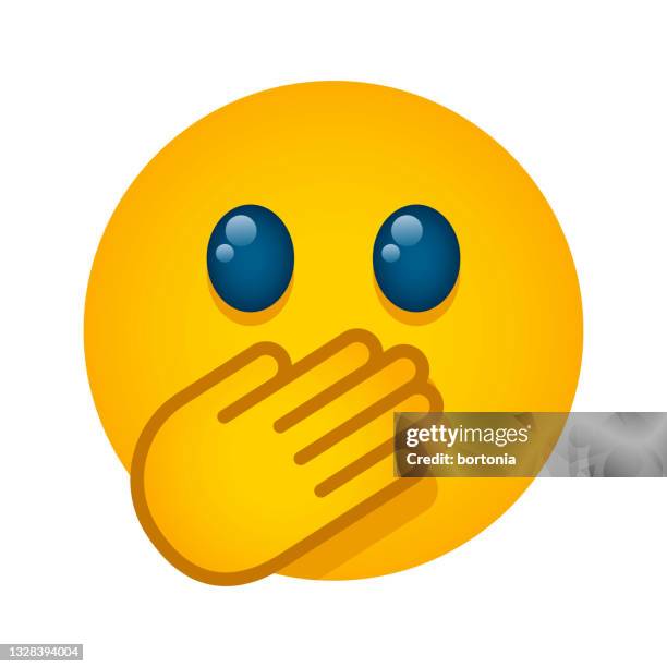 hand covering mouth emoji icon - hands covering mouth stock illustrations