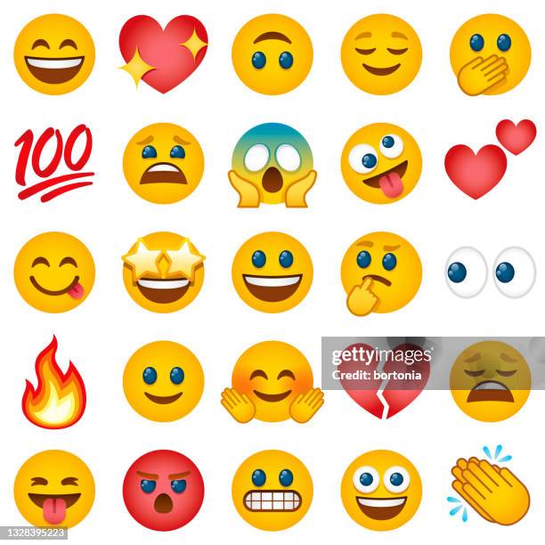 emoticon icon set - vector stock illustrations