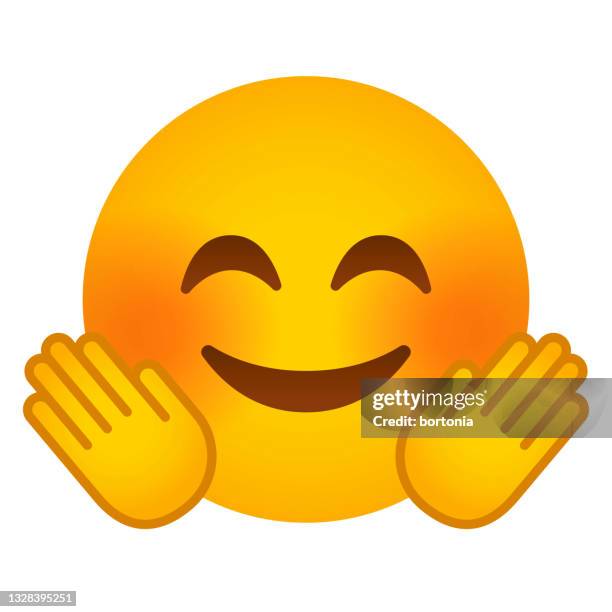 hugging face emoji icon - arms raised vector stock illustrations