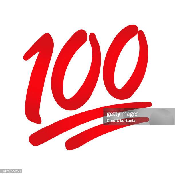 hundert punkte emoji symbol - nummer 100 stock-grafiken, -clipart, -cartoons und -symbole