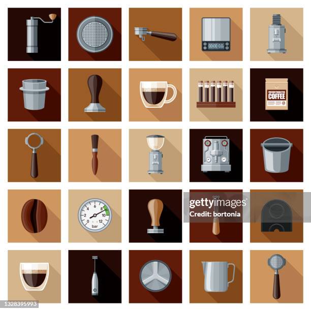 espresso icon set - coffee grounds stock illustrations