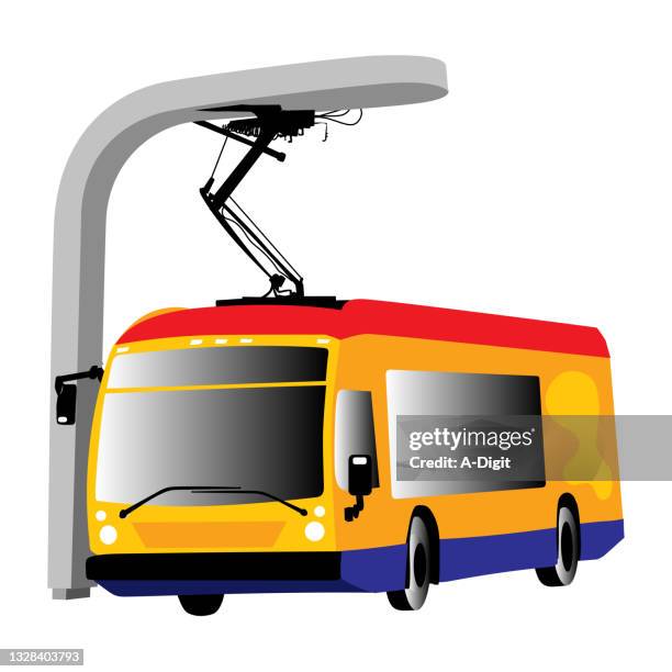 eletricbuscharging - smart public transportation icon stock illustrations