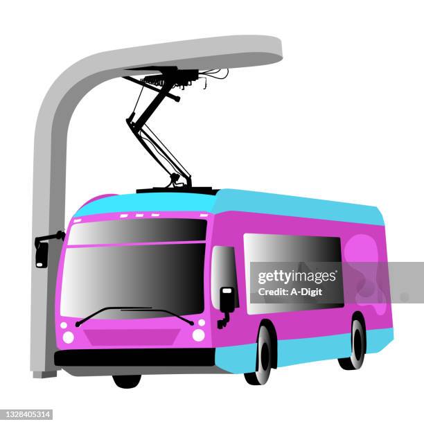 eletricbuscharging - smart public transportation icon stock illustrations