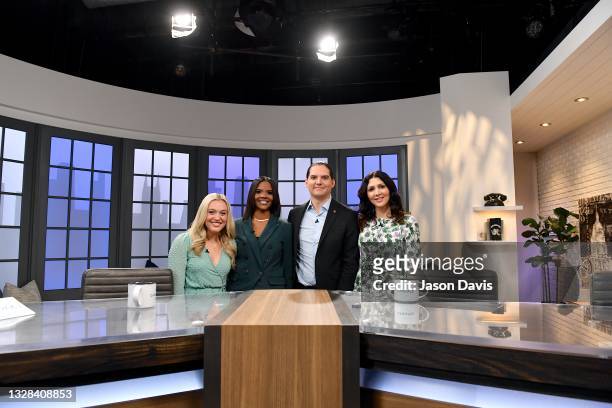 Isabel Brown, Candace Owens, Robby Starbuck, and Erin Elmore are seen on set during taping of "Candace" on July 12, 2021 in Nashville, Tennessee. The...