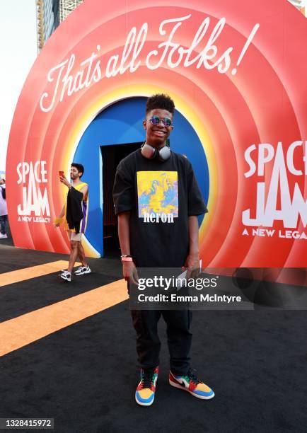 Isaiah Crews attends the premiere of Warner Bros "Space Jam: A New Legacy" at Regal LA Live on July 12, 2021 in Los Angeles, California.