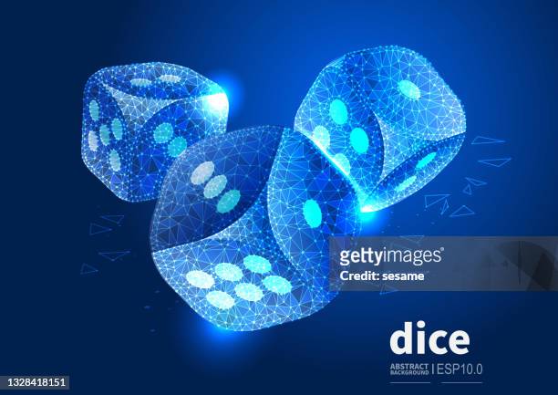 gambling and chance, vector abstract low polygonal dot lines connected dice background - casino background stock illustrations