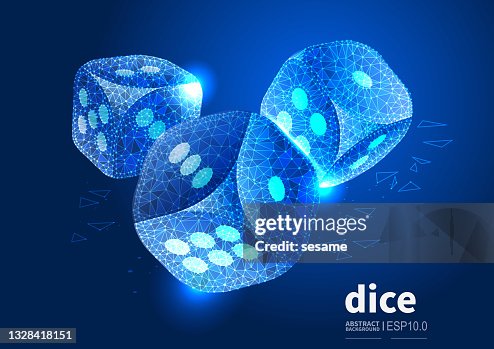 Gambling and chance, vector abstract low polygonal dot lines connected dice background Gambling and chance, vector abstract low polygonal dot lines connected dice background