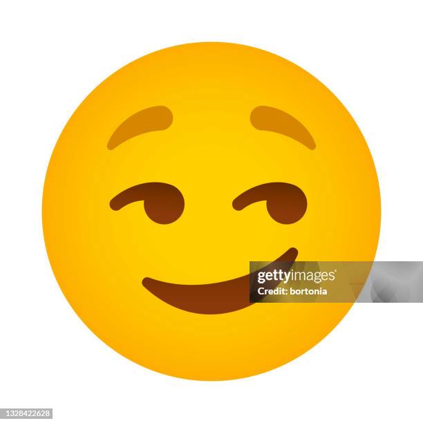 smirking emoji icon - looking away stock illustrations