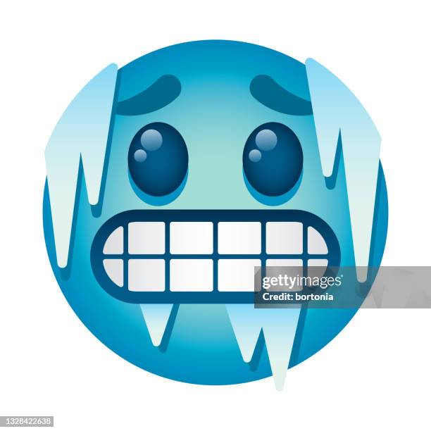 cold emoji icon - frozen water stock illustrations