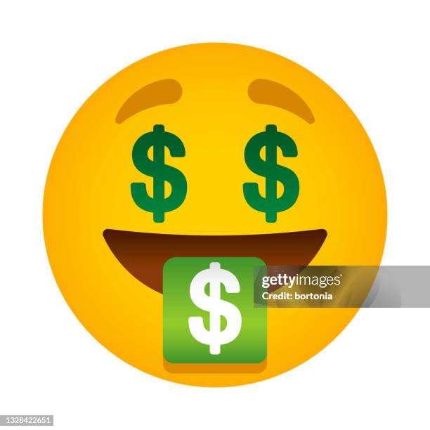 stockillustraties, clipart, cartoons en iconen met money mouth emoji icon - eén dollar