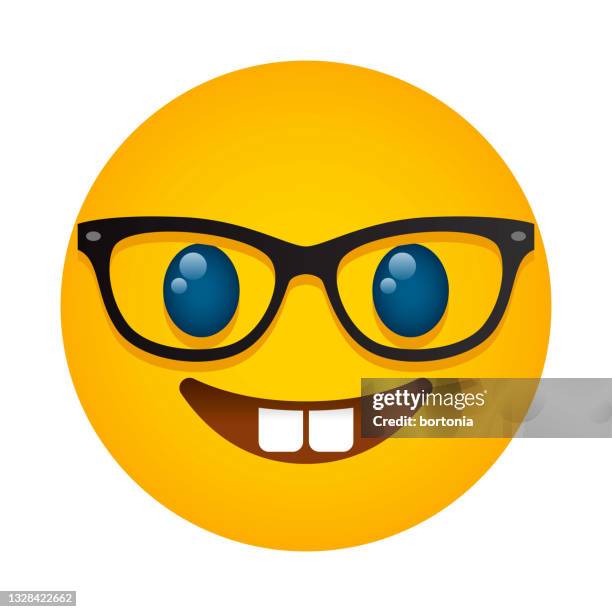 stockillustraties, clipart, cartoons en iconen met nerd face emoji icon - buck teeth