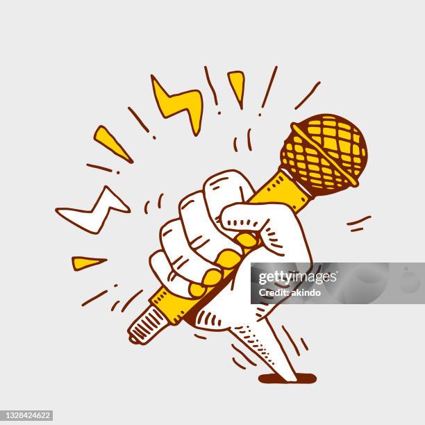 holding microphone - karaoke stock illustrations