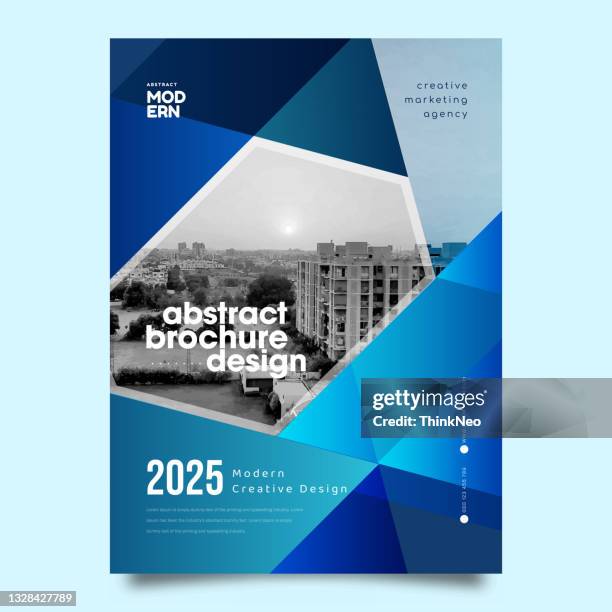 blue brochure design. a4 cover template for brochure, report, catalog, magazine. - travel magazine cover stock illustrations