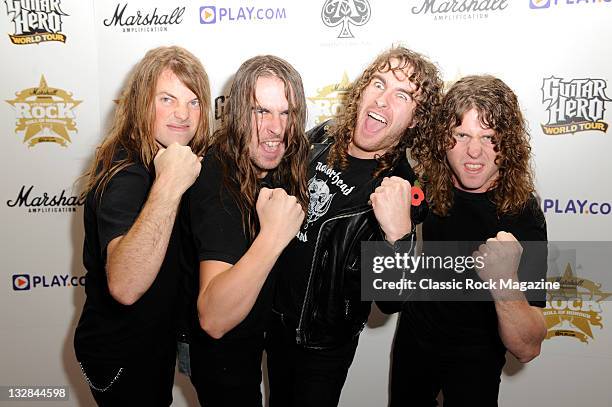 Justin Street, Ryan O'Keeffe, Joel O'Keeffe and David Roads of Airbourne on the red carpet at the Classic Rock Awards, November 3, 2008.