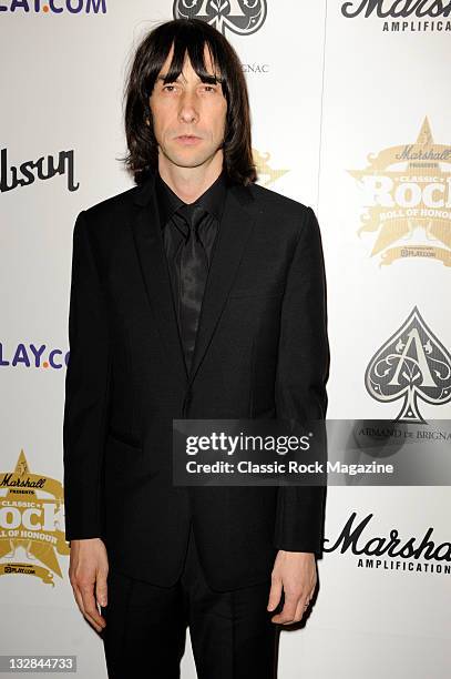 Bobby Gillespie of Primal Scream on the red carpet at the Classic Rock Awards, November 3, 2008.