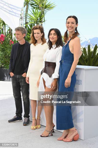 Swann Arlaud, Celine Sallette, Camelia Jordana and Doria Tillier attend the Talents Adami photocall during the 74th annual Cannes Film Festival on...