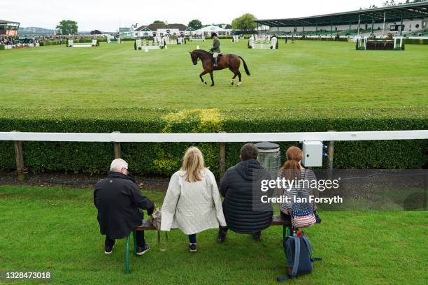 Family watch the Hunter Class of horses in the main ring on the first day of the 162nd Great Yorkshire Show at the Harrogate Show Ground on July 13,...