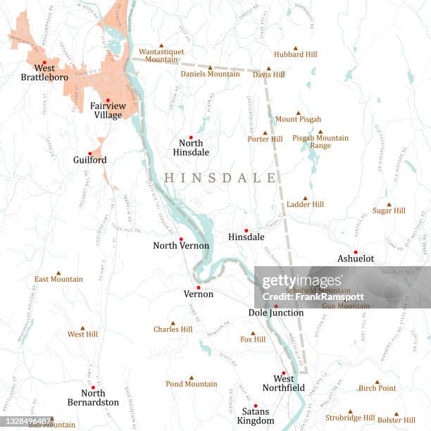 nh cheshire hinsdale vector road map - connecticut river stock illustrations