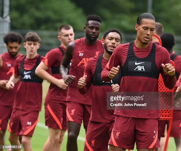 Virgil van Dijk of Liverpool during a training session on July 13, 2021 in UNSPECIFIED, Austria.