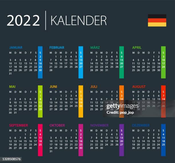 calendar 2022 germany - color vector illustration. german language version. dark background. - august background stock illustrations
