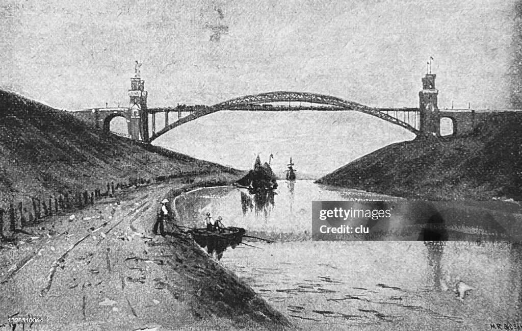 Kiel Canal, high bridge Grünental