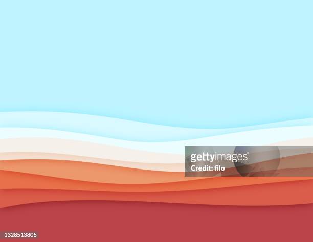 landscape abstract waves background - multi layered effect stock illustrations