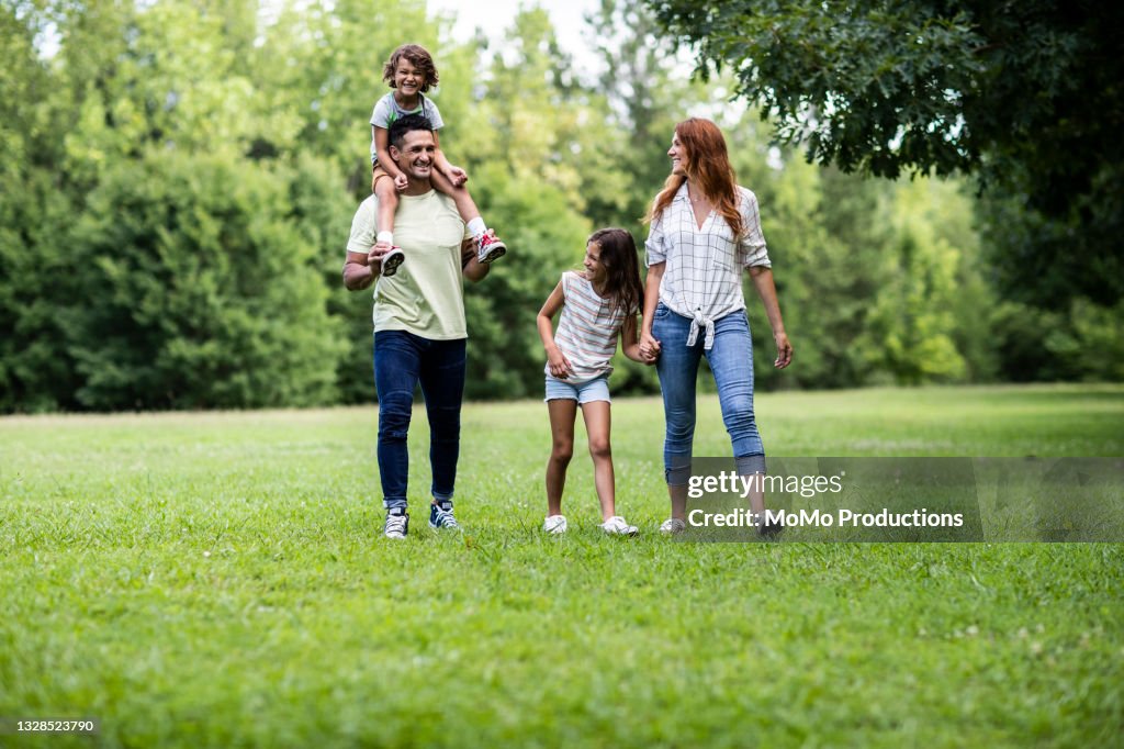 Family walking in the park