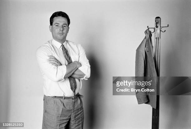 Derek Hatton, former deputy leader of Liverpool City Council and Labour Party politician, photographed whilst filming a television commercial in...