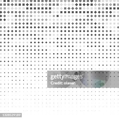 Fading duotone pattern of solid grayscale squares rotating dots. Vertical fade using size. Fading duotone pattern of solid grayscale squares rotating dots. Vertical fade using size.