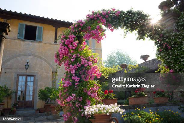 beautiful tuscan mansion with terrace - zuid europa stockfoto's en -beelden