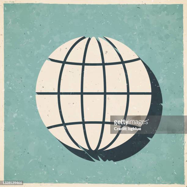 stockillustraties, clipart, cartoons en iconen met globe. icon in retro vintage style - old textured paper - equator line
