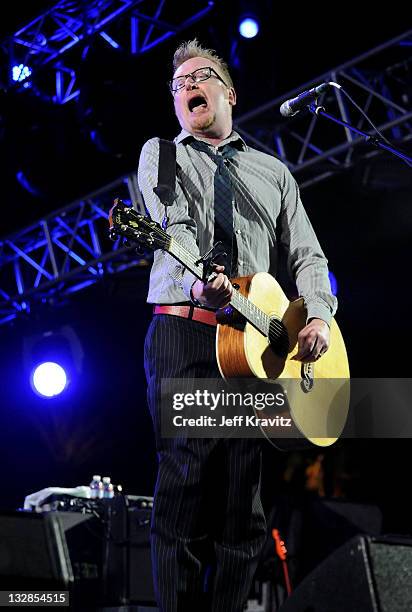 Musician Dave King of Flogging Molly performs during Day 1 of the Coachella Valley Music & Arts Festival 2011 held at the Empire Polo Club on April...