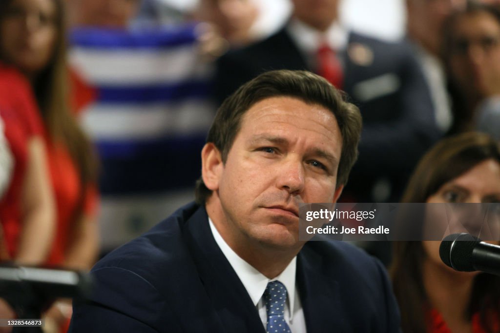 Florida Governor DeSantis Holds Roundtable On Cuba In Miami