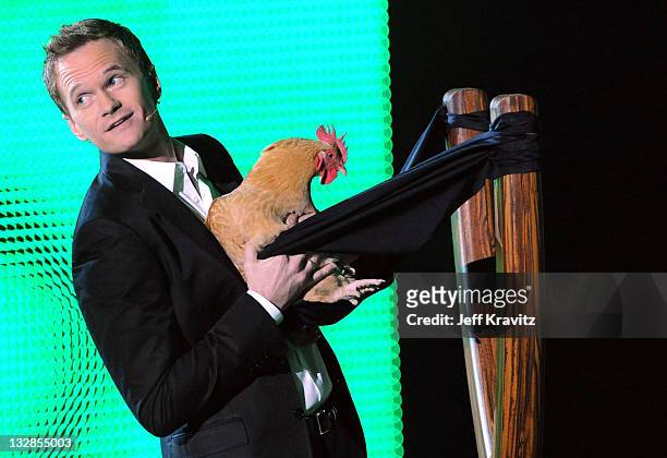 Host Neil Patrick Harris speaks onstage during Spike TV's "2010 Video Game Awards" held at the LA Convention Center on December 11, 2010 in Los...