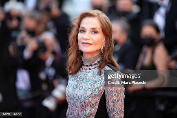 Actress Isabelle Huppert attends the "Aline, The Voice Of Love" screening during the 74th annual Cannes Film Festival on July 13, 2021 in Cannes,...