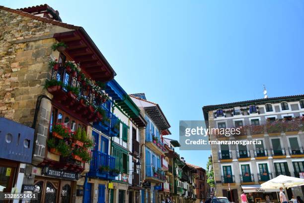typical houses in hondarribia, basque country, spain - hondarribia bildbanksfoton och bilder