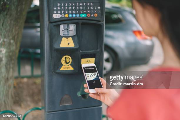 contactless payment for parking place in the city - krakow park stock pictures, royalty-free photos & images