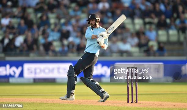 James Vince of England bats during the 3rd Royal London Series One Day International match between England and Pakistan at Edgbaston on July 13, 2021...