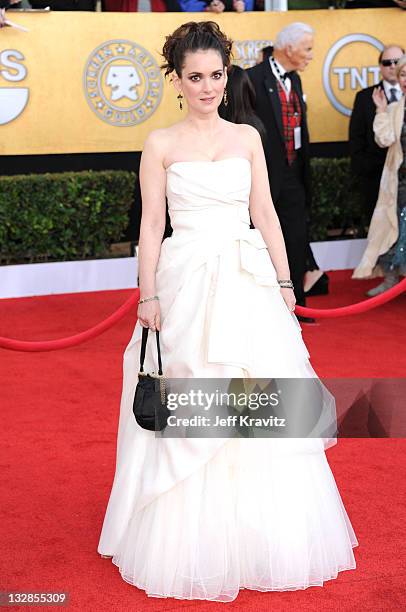 Actress Winona Ryder arrives at the 17th Annual Screen Actors Guild Awards held at The Shrine Auditorium on January 30, 2011 in Los Angeles,...