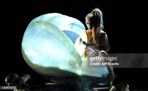 Singer Lady Gaga performs onstage during The 53rd Annual GRAMMY Awards held at Staples Center on February 13, 2011 in Los Angeles, California.
