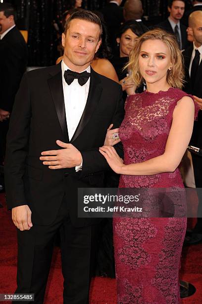 Actress Scarlett Johansson and agent Joe Machota arrive at the 83rd Annual Academy Awards held at the Kodak Theatre on February 27, 2011 in Los...