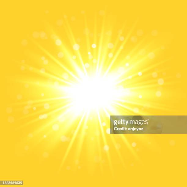 bildbanksillustrationer, clip art samt tecknat material och ikoner med yellow sunny star burst background - platt