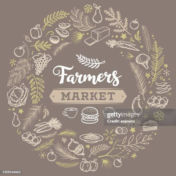 farmers market poster - country stock illustrations stock illustrations