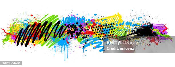 bildbanksillustrationer, clip art samt tecknat material och ikoner med rainbow paint splash marker pen background - graffiti