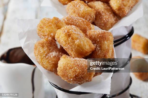 bite size churro's - fritter stock pictures, royalty-free photos & images