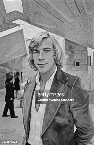 British racing driver James Hunt after his wedding to British model and actress Suzy Miller at Brompton Oratory in London, UK, 18th October 1974.