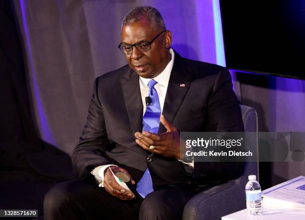 Secretary of Defense Lloyd Austin delivers remarks at the National Security Commission on Artificial Intelligence Global Emerging Technology Summit...